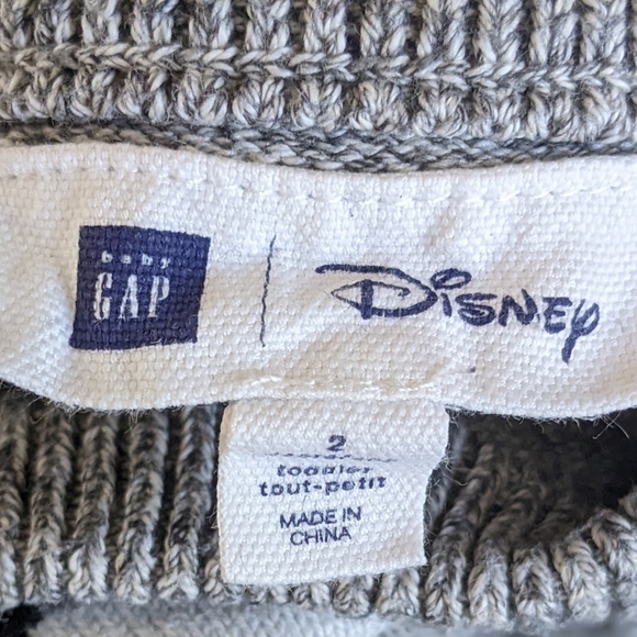 2T Baby Gap and Disney Grey Mickey Mouse Pullover Sweater with Black Stripes - Picture 3 of 4